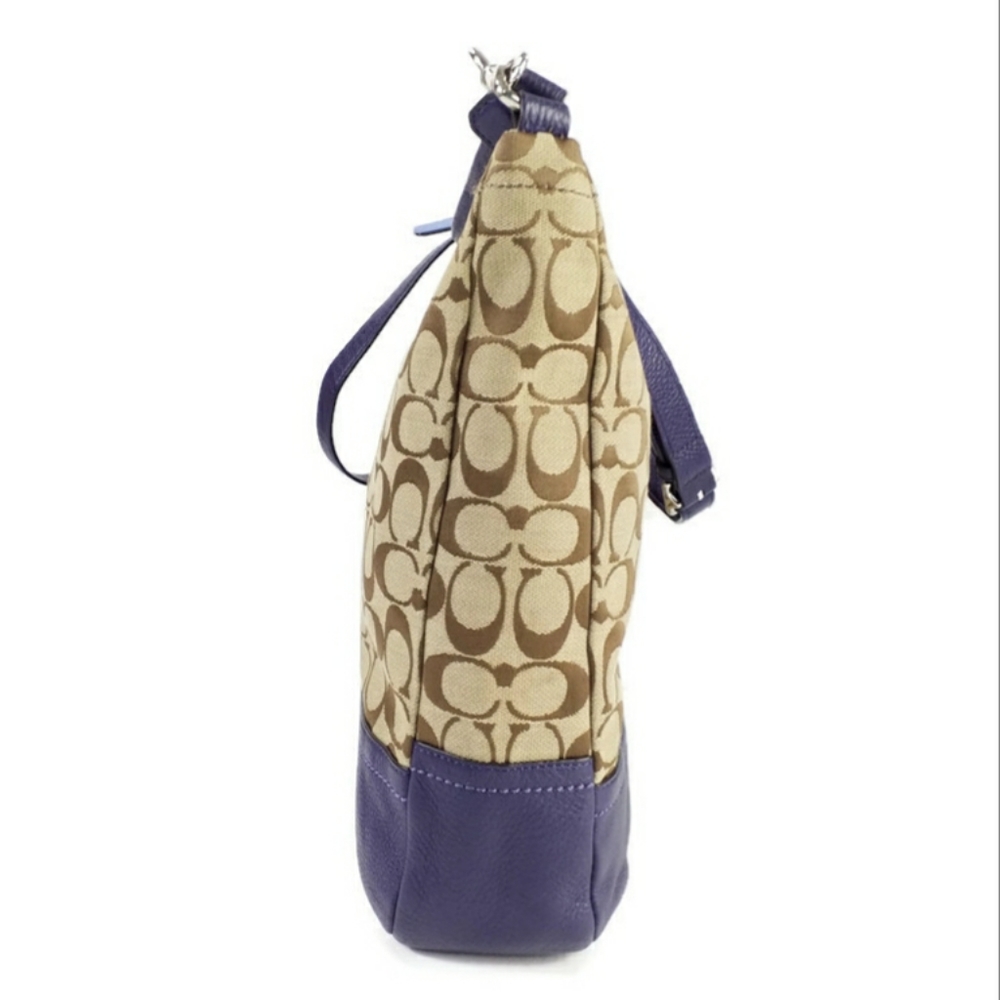 Coach F23279 Signature Park Khaki Indigo Hobo Shoulder Bag Convertible - Picture 3 of 16